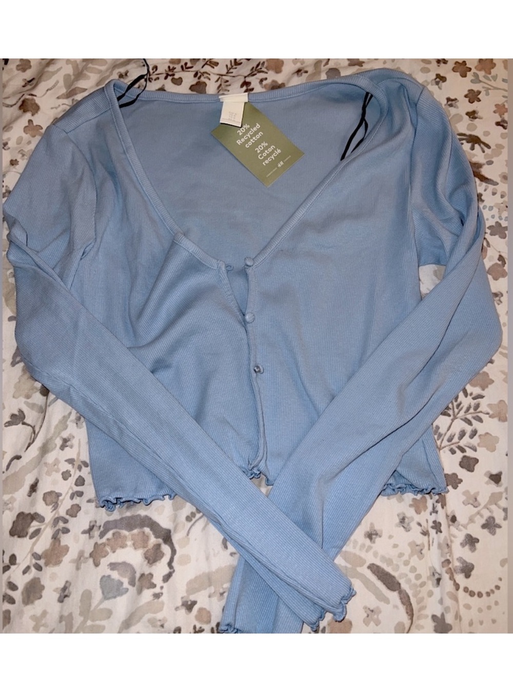 H&M Light Blue Ribbed Button Cardigan